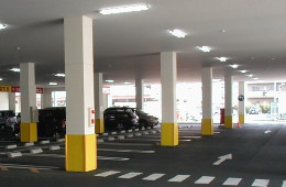 Protection of pillars in store parking lots.